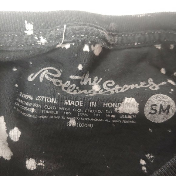 The Rolling Stones Mens S Bleach Dye T Shirt Black Logo Rock n Roll Music Band - Picture 5 of 5
